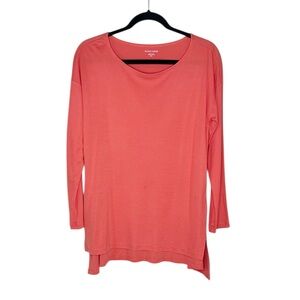 Eileen Fisher 100% Tencel Coral long sleeve top size Medium